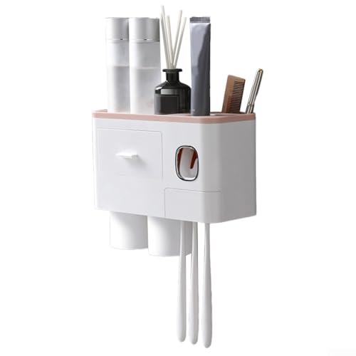 Cleverly Designed Bathroom Solution Multi Use Holder with Built In Auto Paste Mechanism (Pink) von GLOBALHUT