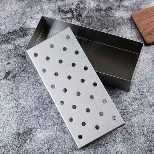 Edelstahl BBQ Holzspäne Smoker-Box, 30,5 cm Grill Rauchgenerator mit Scharnierdeckel, für Outdoor Grillen Kochen Zubehör von GLOBALHUT