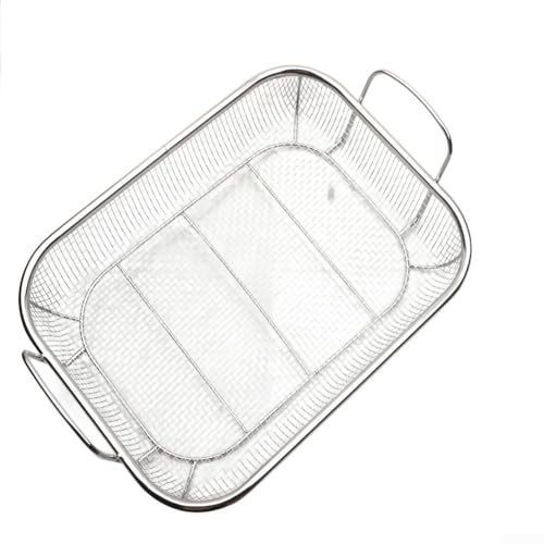 Edelstahl-Grill-Ablaufkorb, mit Doppelgriffen, Wasserkontrolle, Ölsieb, Hängeregal, zum Kochen im Freien, 38 x 28 x 5 cm Edelstahl-Grill-Ablaufkorb, mit Doppelgriffen, Wasserkontrolle, Ölsieb, Hängeregal, zum Kochen im Freien, 38 x 28 x 5 cm von GLOBALHUT