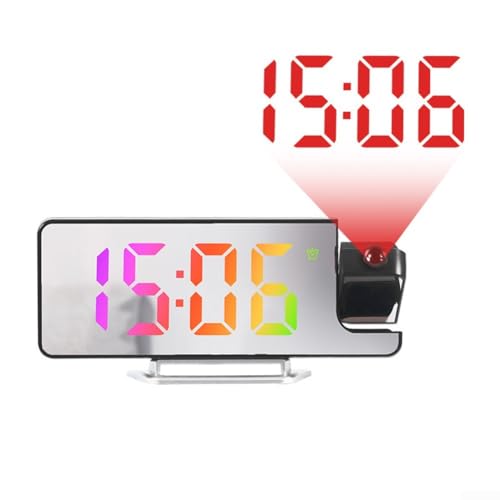 GLOBALHUT Projektionswecker, Projektionsuhren für Schlafzimmer, digitaler Projektor-Wecker, Decke mit LED-Display, flexible Projektion (farbiges Licht) von GLOBALHUT