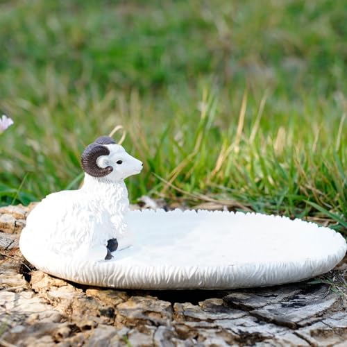 Gartendekoration aus Kunstharz, Schaf, dekoratives Tablett für drinnen und draußen, Rasenstatue mit Aufbewahrungsfunktion (Schaftablett) von GLOBALHUT