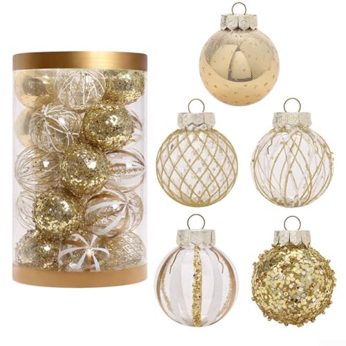 Glitzerkugeln für Weihnachtsbäume und Heimversammlungen, Weißgold, 25 Stück Glitzerkugeln für Weihnachtsbäume und Heimversammlungen, Weißgold, 25 Stück von GLOBALHUT