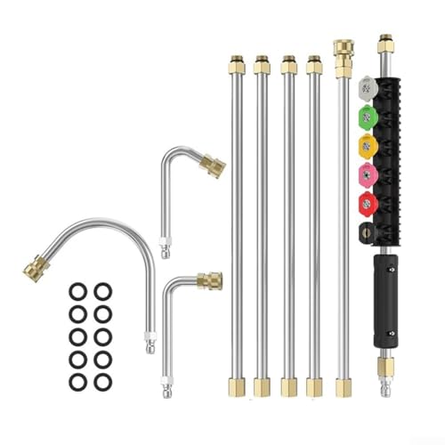Hochdruckreiniger Wand Verlängerung Set, Druckreinigung erweitert mit 4 in 1 Design 6 Sprühspitzen für Dachrinnenreinigung Fahrzeugwäsche von GLOBALHUT