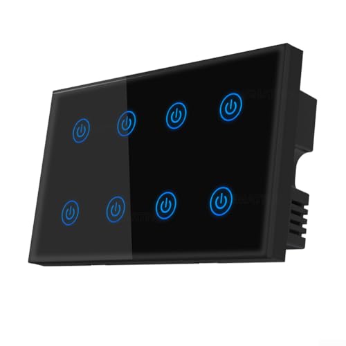 Intelligenter Wandschalter aus gehärtetem Glas mit Energieverbrauchsberichten, App-Fernbedienung, Sprachassistent für Alexa, Sicherheits-Kindersicherung (schwarz) von GLOBALHUT