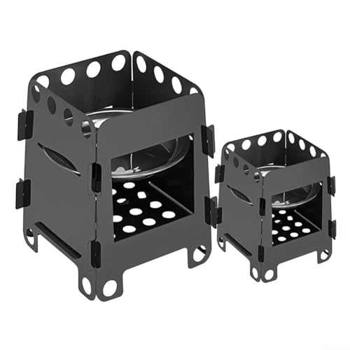 Leichter, faltbarer Campingkocher aus Edelstahl mit Titanbeschichtung, mit Multi-Fuel-Fähigkeit für Outdoor-Kochen, effizientes Luftstrom-Design zum Wandern (M) von GLOBALHUT
