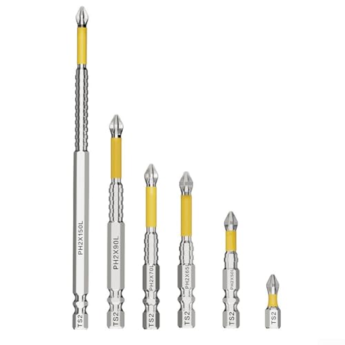 Magnetischer Schraubendreher-Bitkopf PH2, hocheffizient, rutschfest, 25150 mm, für verschiedene Werkzeuge, 6 Stück Magnetischer Schraubendreher-Bitkopf PH2, hocheffizient, rutschfest, 25150 mm, für verschiedene Werkzeuge, 6 Stück von GLOBALHUT