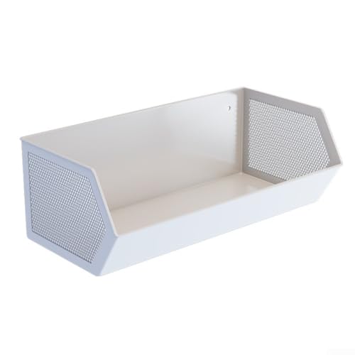 Magnetisches Küchenregal für Kühlschrank & Metalloberflächen – bohrfreie Installation Lagerregal mit erhöhten Wänden – 28 x 14 x 10 cm Organizer (weiß) von GLOBALHUT