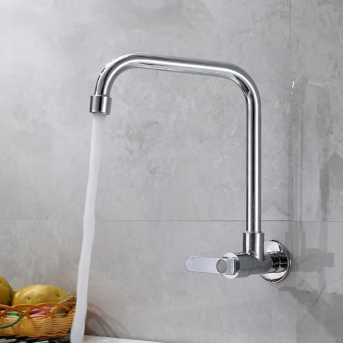 Messing Chrom Küchenspüle Wasserhahn Wandmontage Einhandgriff Kaltwasserhahn 360-Grad-Drehung Platzsparendes Design von GLOBALHUT