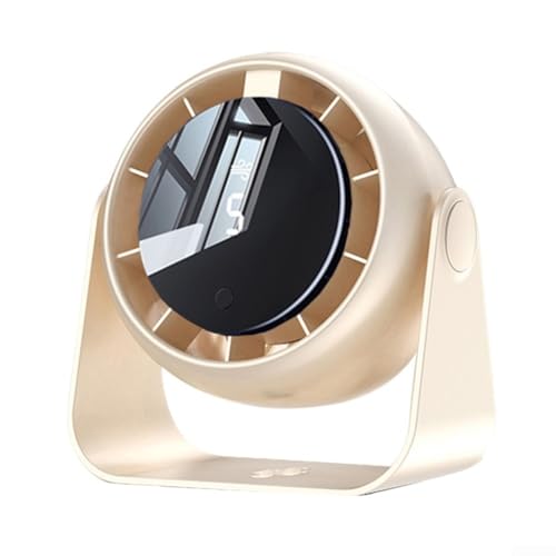 Mini-Ventilator mit Touchscreen, digitales Display, zur Wandmontage, Doppelzweck, 7-Blatt-Luftzirkulator mit mehreren Geschwindigkeitsstufen (beige 5 Geschwindigkeiten) von GLOBALHUT