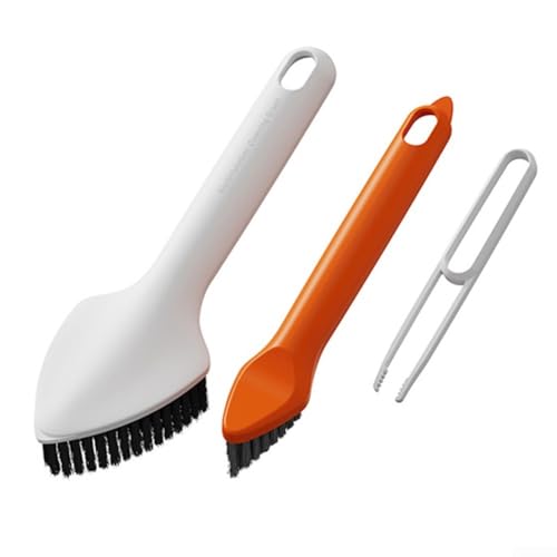 Multifunktionale Scheuerbürste, 3-in-1-Multifunktions-Scheuerbürsten-Set mit ergonomischem Griff für Haushaltsreinigung, Öfen, Fliesen, Fenster (weiß) von GLOBALHUT