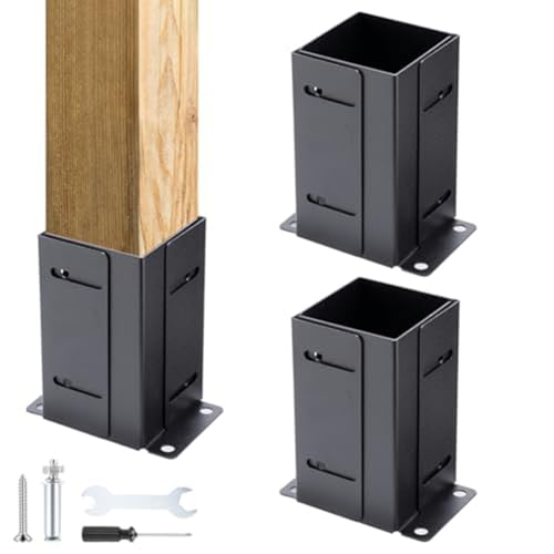 Pfosten-Basis-Set, Metallpfosten-Basisstütze, verstellbare Bodenbefestigung, Ankersystem für Holzpfosten, Deck, Pergola-Konstruktion (2 Stück) von GLOBALHUT