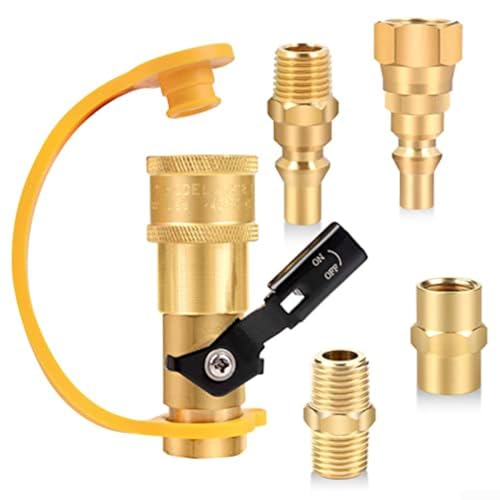 Quick Connect Disconnect Kit Fitting Shutoff Valve, 1/4 Inch RV Propan Quick Connect Adapter For Propane Trousers, For Outdoor BBQ, Trailer Quick Connect Disconnect Kit Fitting Shutoff Valve, 1/4 Inch RV Propan Quick Connect Adapter For Propane Trousers, For Outdoor BBQ, Trailer von GLOBALHUT