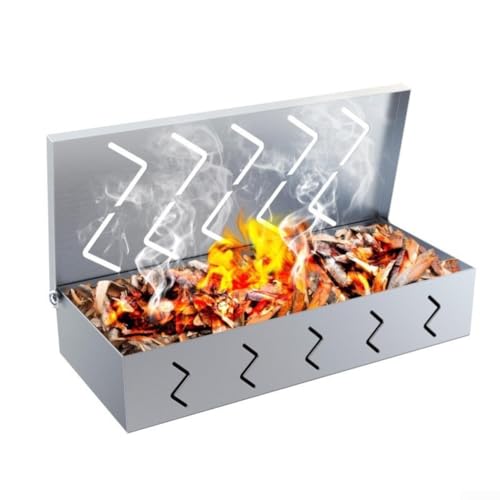 Räucherbox aus Edelstahl, 30,5 cm, mit Scharnierdeckel, für Gasgrillen, Räuchern, Geschmacksverbesserung, Outdoor-Kochen von GLOBALHUT