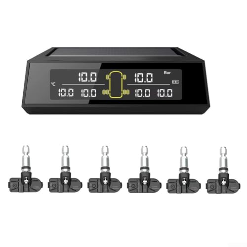 Reifendruckkontrollsystem, TPMS Solar Wireless Reifendruckmonitor mit LCD-Display, Monitor von 4-6 Reifen gleichzeitig (eingebaut) von GLOBALHUT