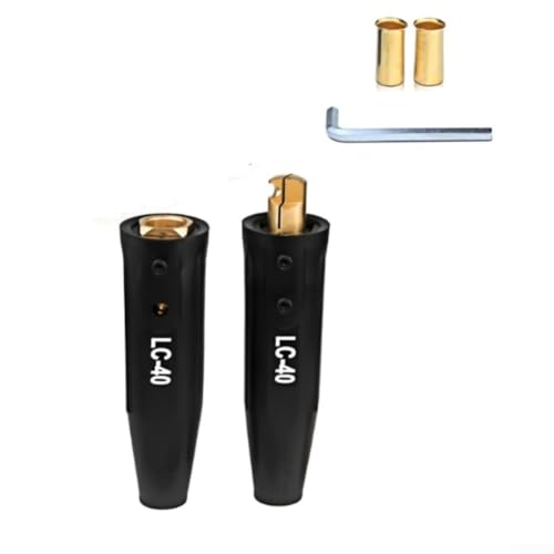 Robuste LC-40 Schweißverbinder, Messing, 350 A, Schnellanschluss für 1/0–2/0 AWG 50–70 mm² Schweißkabel, hitze- und ölbeständiges Gehäuse, schwarz (1 Set) von GLOBALHUT