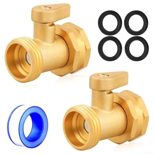 Robuster 3/4-Zoll-Messing-Gartenschlauch-Absperrventil-Kugelanschluss, mit PTFE-Dichtungsband, für Outdoor-Wasserhahn-Sprüher, Wasserkontrolle von GLOBALHUT