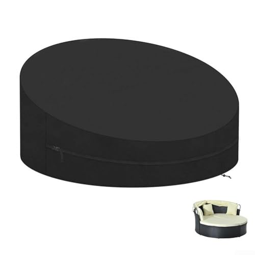 Strapazierfähige runde Abdeckung für Terrassenmöbel, Sonneninsel-Schutz mit verstellbaren Riemen, wasserdicht, Gartenstuhl-Abdeckung, schwarz (230 x 90 x 50 cm) von GLOBALHUT