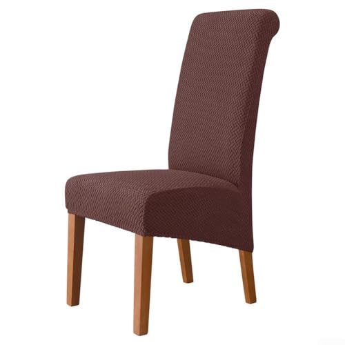 Stuhlhusse, dehnbar, hohe Elastizität, Jacquard-Stoff, für Esszimmerstühle, knitterfrei, wasserfest, dunkles Kaffeebraun von GLOBALHUT