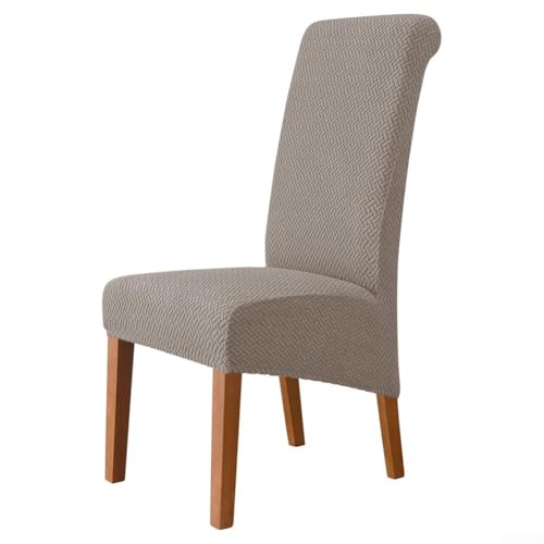 Stuhlhusse, dehnbar, hohe Elastizität, Jacquard-Stoff, für Esszimmerstühle, knitterfrei und wasserabweisend, Khaki von GLOBALHUT