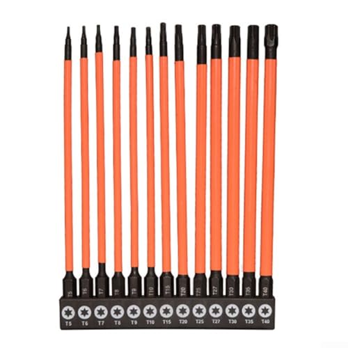 To-rx Schraubendreher-Bits, 13-teiliges Sicherheits-Schraubendreher-Bit-Set, für Schlagschrauber bis T40, mit magnetischen Spitzen und drehmomentabsorbierendem Design (150 mm) von GLOBALHUT