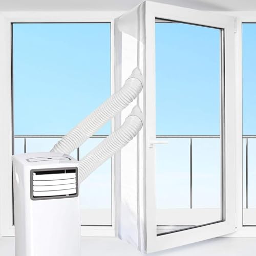 Tragbare Klimaanlagen-Fensterdichtungs-Set, mit PU-beschichtetem Stoff, für horizontale vertikale Öffnungen, kompatibel mit mobilen AC-Einheiten, kompatibel mit 300–500 cm (400 cm) von GLOBALHUT