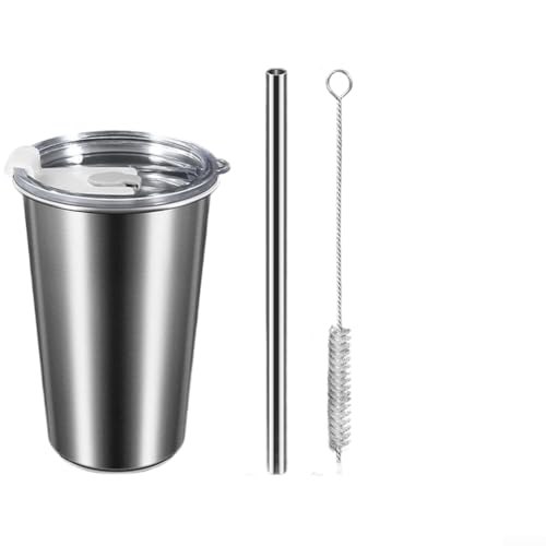 Tragbarer 400 ml Schnellgefrierbecher mit 304 Edelstahlkörper und Eiskern, auslaufsicherer Deckel, für schnelles Kühlen von Getränken zu Hause, bei der Arbeit (Strohhalm-Packung) von GLOBALHUT