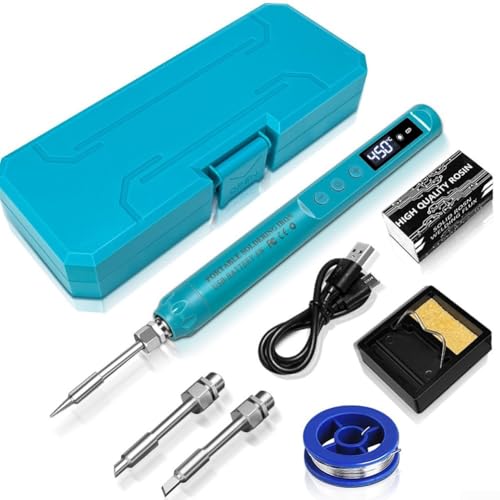 USB-C-Lötkolben-Set, tragbarer Lötkolben, mit einstellbarer Temperaturregelung für Elektronik und Heimwerkerhandwerk (D) von GLOBALHUT