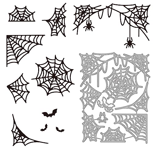 GLOBLELAND 1 Set 9 Stück Halloween-Spinnennetz-Stanzformen Für DIY Scrapbooking, Metall-Halloween-Fledermaus-Stanzformen, Prägeschablonen, Vorlage Für Papierkarten, Dekoration, Album von GLOBLELAND