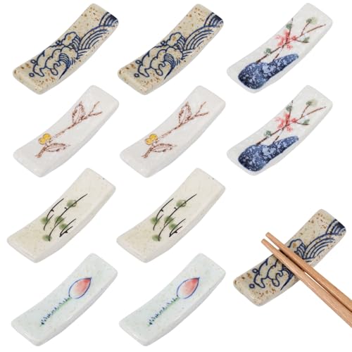 GLOBLELAND 10 Stück Japanischer Stil Essstäbchenhalter Keramik Essstäbchenablage Essstäbchenhalter Für Gabeln Löffel Tischdekoration Für Essstäbchen Dinner Party Restaurant von GLOBLELAND