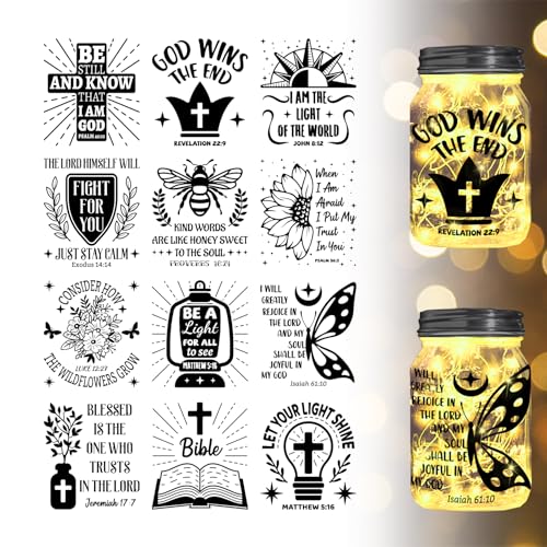 GLOBLELAND 12 Stück Bibel Silhouette Ausschnitte Für Gläser Kreuz Schmetterling Buch Kunststoff Silhouette Wandaufkleber (Keine Aufkleber) Laternen Ausschnitte Für Gläser Fensterlampen Aufkleber von GLOBLELAND