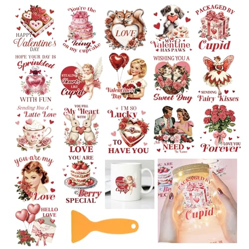 GLOBLELAND 18 Blatt Bunt Vintage Valentinstag UV DTF Tasse Transfer Aufkleber 3.9x3.6 Zoll Kuchen Geschenk DTF Transferaufkleber Möbel Großformat Transfers für Glasbecher Keraflott Möbel Glas Holz GLOBLELAND 18 Blatt Bunt Vintage Valentinstag UV DTF Tasse Transfer Aufkleber 3.9x3.6 Zoll Kuchen Geschenk DTF Transferaufkleber Möbel Großformat Transfers für Glasbecher Keraflott Möbel Glas Holz von GLOBLELAND