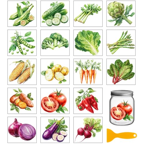 GLOBLELAND 18 Blatt Bunte Gemüse Transferaufkleber 3.9x3.6 Zoll Okra Gurke Mais Kartoffeln Karotten Zum Aufreiben Für Tassenaufkleber Vasen Glas Kunsthandwerk Dekorationen von GLOBLELAND