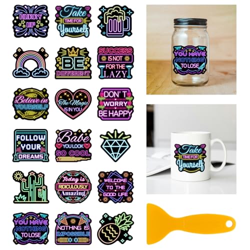GLOBLELAND 18 Blatt Bunte Neon Elemente UV DTF Tasse Transfer Aufkleber 3.9x3.6 Zoll Sterne Regenbogen DTF Transferaufkleber Möbel Großformat Transfers für Glasbecher Keraflott Möbel Glas Holz GLOBLELAND 18 Blatt Bunte Neon Elemente UV DTF Tasse Transfer Aufkleber 3.9x3.6 Zoll Sterne Regenbogen DTF Transferaufkleber Möbel Großformat Transfers für Glasbecher Keraflott Möbel Glas Holz von GLOBLELAND