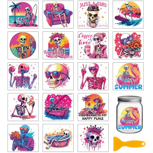GLOBLELAND 18 Blatt Bunte Totenkopf UV DTF Tasse Transfer Aufkleber 3.9x3.6 Zoll Gothic DTF Transferaufkleber Möbel Großformat Transfers für Glasbecher Keraflott Möbel Glas Holz GLOBLELAND 18 Blatt Bunte Totenkopf UV DTF Tasse Transfer Aufkleber 3.9x3.6 Zoll Gothic DTF Transferaufkleber Möbel Großformat Transfers für Glasbecher Keraflott Möbel Glas Holz von GLOBLELAND