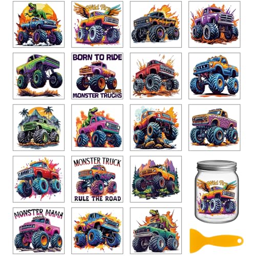 GLOBLELAND 18 Blatt Monster Truck Transferaufkleber 3.9x3.6 Zoll Transport Dinosaurier Bunter Transferaufkleber Zum Aufreiben Für Tassenaufkleber Vasen Glas Kunsthandwerk Dekorationen GLOBLELAND 18 Blatt Monster Truck Transferaufkleber 3.9x3.6 Zoll Transport Dinosaurier Bunter Transferaufkleber Zum Aufreiben Für Tassenaufkleber Vasen Glas Kunsthandwerk Dekorationen von GLOBLELAND