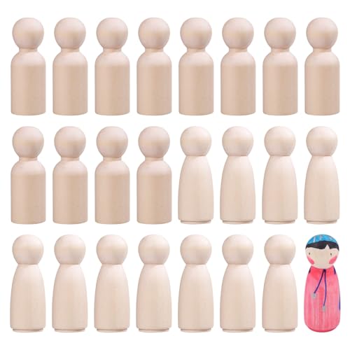 GLOBLELAND 2 Stil 24 Stück Holz Steckpuppen Zum Basteln Unfertige Holzfiguren Zylindrische Und Konische Formen Leere Körper Familien Engelpuppen Für Hochzeitsfeiern GLOBLELAND 2 Stil 24 Stück Holz Steckpuppen Zum Basteln Unfertige Holzfiguren Zylindrische Und Konische Formen Leere Körper Familien Engelpuppen Für Hochzeitsfeiern von GLOBLELAND