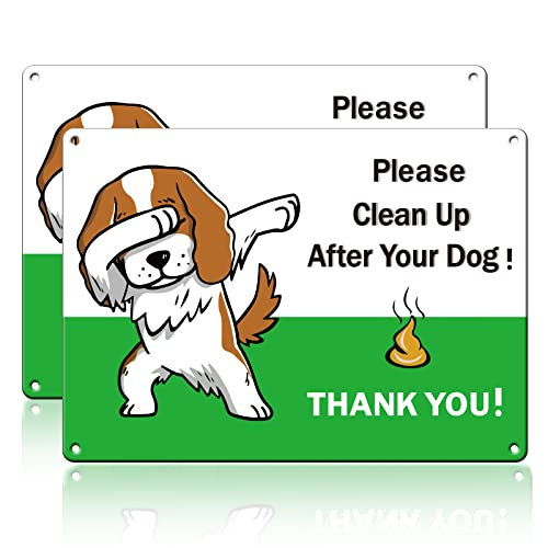 GLOBLELAND 2 Stück 18×25CM Warnschild Please CLEAN UP After Your Dog Hundekot aufräumen für Öffentliche Räume asserdicht und Lichtbeständig Aluminium Schild von GLOBLELAND
