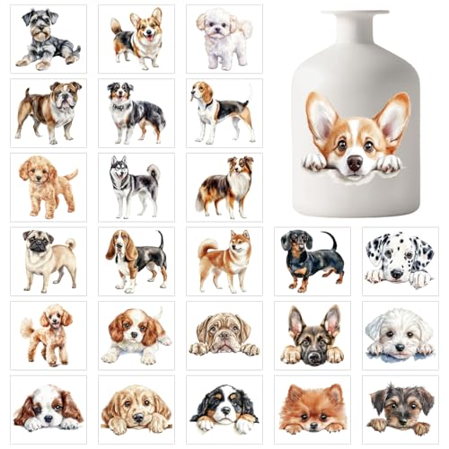 GLOBLELAND 25 Stück Süße Hunde Silhouette Einmachglas Aufkleber 3.9x3.5 Zoll Tiere Wasserdicht Transparente PVC Silhouette Kunststoff Wandaufkleber Für Wände Fenster Glas Heimwerken von GLOBLELAND