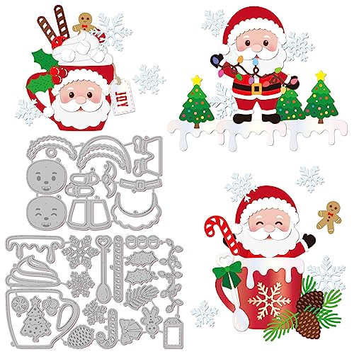 GLOBLELAND 2Set 31Pcs Santa Claus Cup Stanzformen Für DIY Scrapbooking Metall Weihnachten Santa Stanzungen Prägeschablonen Vorlage Für Papierkartenherstellung Dekoration Album von GLOBLELAND