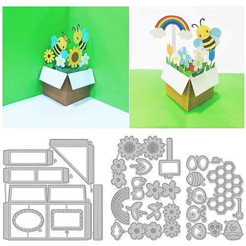 GLOBLELAND 3D-Pop-up-Box Biene Metall Stanzschablone Sonnenblume Tiere Papierpräge Stanzschablonen Set Stanzformen für Kartenherstellung DIY Papier Scrapbooking Handgefertigtes Fotoalbum GLOBLELAND 3D-Pop-up-Box Biene Metall Stanzschablone Sonnenblume Tiere Papierpräge Stanzschablonen Set Stanzformen für Kartenherstellung DIY Papier Scrapbooking Handgefertigtes Fotoalbum von GLOBLELAND