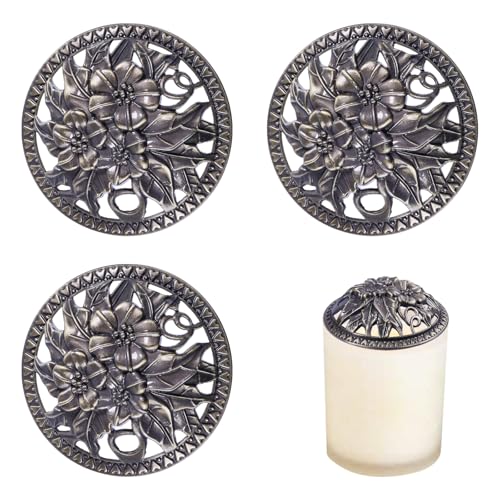 GLOBLELAND 3 Stück 3 Zoll Blumen Kerzendeckel Metalllegierung Blumendeckel Glasschirmhülsen Zum Gleichmäßigen Abbrennen Für Frauen Kerzenzubehör Glaskerzendeckel Verhindert Berührung Hilft Beim von GLOBLELAND