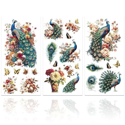 GLOBLELAND 3 Stück Blumen Pfau Möbeltransfer 6x12 Zoll Schmetterlingsvase Rub On Transfer Selbstklebende Wandtattoos Für Schlafzimmer Wohnzimmer Schreibtisch Tischdekoration GLOBLELAND 3 Stück Blumen Pfau Möbeltransfer 6x12 Zoll Schmetterlingsvase Rub On Transfer Selbstklebende Wandtattoos Für Schlafzimmer Wohnzimmer Schreibtisch Tischdekoration von GLOBLELAND