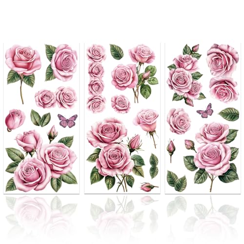 GLOBLELAND 3 Stück Möbeltransfer Mit Rosa Rosen 6x12 Zoll Rosenblüten Zum Aufreiben Selbstklebende Wandkunst Aufkleber Für Schlafzimmer Wohnzimmer Schreibtisch Tischdekoration GLOBLELAND 3 Stück Möbeltransfer Mit Rosa Rosen 6x12 Zoll Rosenblüten Zum Aufreiben Selbstklebende Wandkunst Aufkleber Für Schlafzimmer Wohnzimmer Schreibtisch Tischdekoration von GLOBLELAND