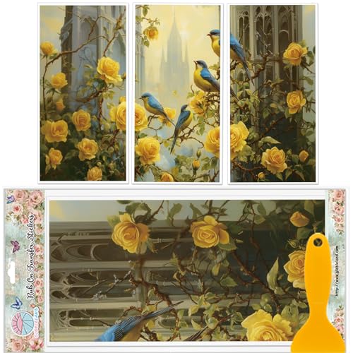 GLOBLELAND 3 Stück Realistischer Möbeltransfer Mit Vogel Und Blumenmotiv 6x12 Zoll Burgrose Zum Aufreiben UV Selbstklebende Aufkleber Wandkunst Basteln Für Schlafzimmer Wohnzimmer Schreibtisch GLOBLELAND 3 Stück Realistischer Möbeltransfer Mit Vogel Und Blumenmotiv 6x12 Zoll Burgrose Zum Aufreiben UV Selbstklebende Aufkleber Wandkunst Basteln Für Schlafzimmer Wohnzimmer Schreibtisch von GLOBLELAND