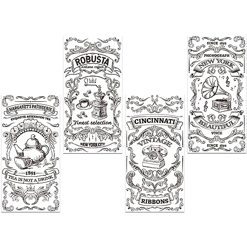 GLOBLELAND 3 Stück Retro Schwarz Weiß Muster Zum Rubbeln Für Möbel Und Kunsthandwerk Aufkleber 6x12 Zoll Möbel Transferaufkleber Selbstklebend Wasserfest Neugestaltung Dekor von GLOBLELAND