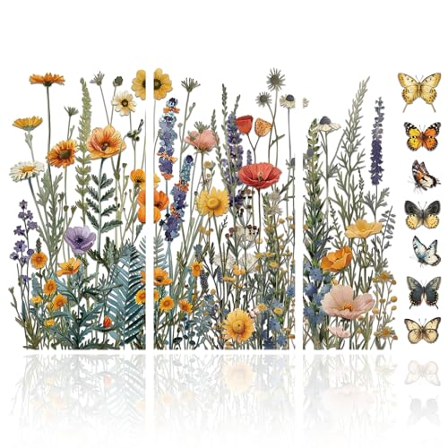 GLOBLELAND 3 Stück Wildblumen Möbeltransfer 6x12 Zoll Schmetterlinge Und Blumen Rub On Transfer Selbstklebende Wandtattoos Für Schlafzimmer Wohnzimmer Schreibtisch Tischdekoration GLOBLELAND 3 Stück Wildblumen Möbeltransfer 6x12 Zoll Schmetterlinge Und Blumen Rub On Transfer Selbstklebende Wandtattoos Für Schlafzimmer Wohnzimmer Schreibtisch Tischdekoration von GLOBLELAND