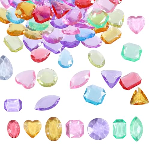 GLOBLELAND 300 PCS Pool Diving Gems Acrylic Colorful Crystals Pirate Treasure Jewels Sommer Party Diving Gems Underwater Diamond für Unterwasser Edelstein Schwimmtraining Wasser Pool Spiele von GLOBLELAND