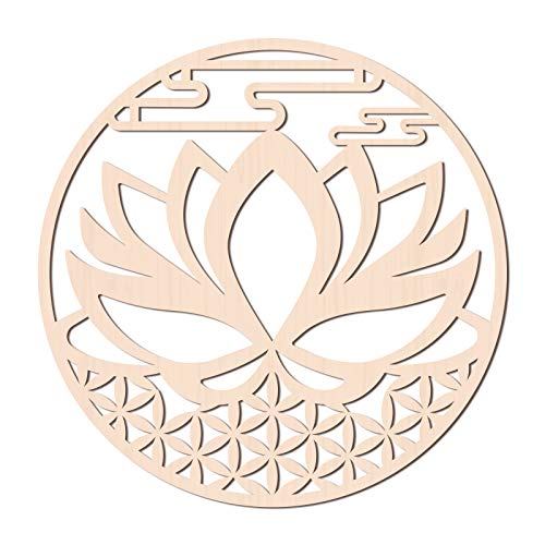 GLOBLELAND 31 cm Lotus Wandkunst Holz Kristall Gitter Wandkunst Heilige Geometrie Home Decor, Lasergeschnittene Hölzerne Wandskulptur Für Die Wanddekoration Art Home Decoration von GLOBLELAND