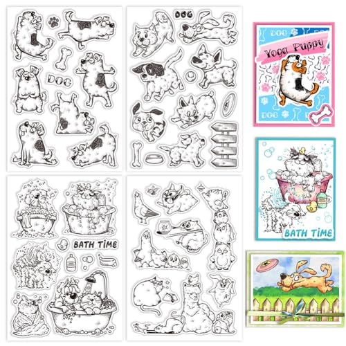 GLOBLELAND 4 Blatt Cartoon Hunde Und Katzen Klare Stempel Yoga Hund Klarer Stempel Duschkatze Silikonstempel Siegel Transparente Stempel Für Die Kartenherstellung DIY Scrapbooking Fotoalbum Tagebuch GLOBLELAND 4 Blatt Cartoon Hunde Und Katzen Klare Stempel Yoga Hund Klarer Stempel Duschkatze Silikonstempel Siegel Transparente Stempel Für Die Kartenherstellung DIY Scrapbooking Fotoalbum Tagebuch von GLOBLELAND