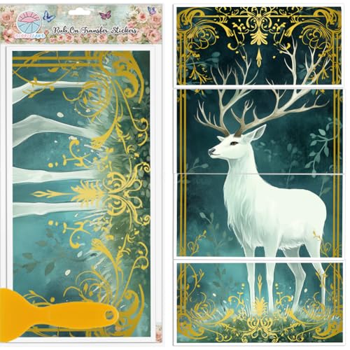 GLOBLELAND 4 Blatt Möbeltransfer Mit Gothic Hirsch 11.8x5.9Zoll Fantasy Wald Zum Aufreiben Vintage Bordüre UV Selbstklebende Aufkleber Wandkunst Basteln Für Möbel Zimmer Schreibtisch Tisch GLOBLELAND 4 Blatt Möbeltransfer Mit Gothic Hirsch 11.8x5.9Zoll Fantasy Wald Zum Aufreiben Vintage Bordüre UV Selbstklebende Aufkleber Wandkunst Basteln Für Möbel Zimmer Schreibtisch Tisch von GLOBLELAND
